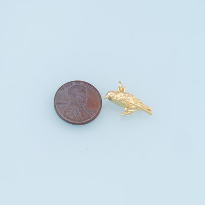 Gold Crow Charms,18K Gold Crow Pendant,Crow Charm Bracelet Necklace for DIY Jewelry Making Supply
