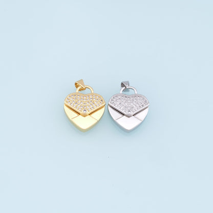 Gold Heart Charms,18K Gold Filled Heart Pendant,CZ Micro Pave Heart Charm Bracelet Necklace for DIY Jewelry Making Supply