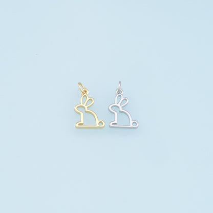 Gold Rabbit Charms,18K Gold Filled Rabbit Pendant,Animal Charm Bracelet Necklace for DIY Jewelry Making Supply