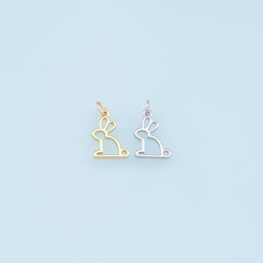 Gold Rabbit Charms,18K Gold Filled Rabbit Pendant,Animal Charm Bracelet Necklace for DIY Jewelry Making Supply