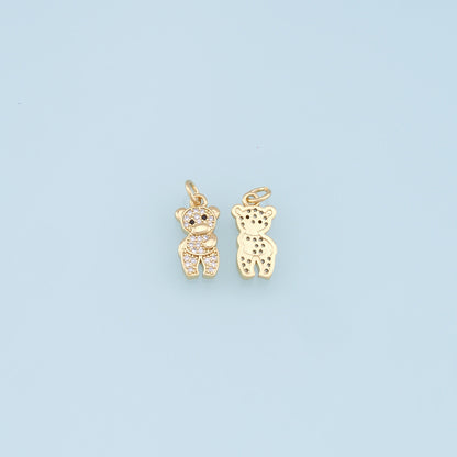 Gold Bear Charms,18K Gold Filled CZ Micro Pave Bear Pendant, Cute Bear Charm Bracelet Necklace for DIY Jewelry Making Supply