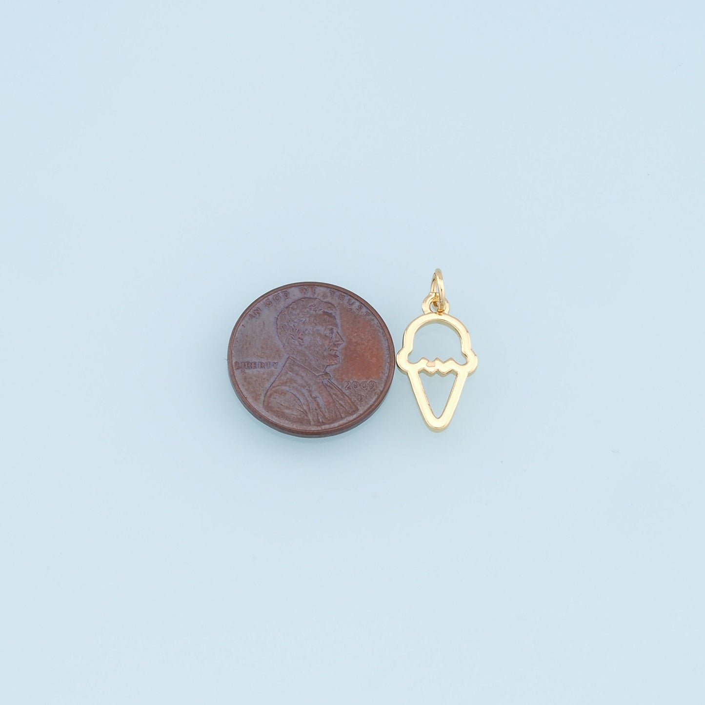 Gold Ice Cream Charms,18K Gold Filled Ice Cream Pendant,cute Ice Cream Charm Bracelet Necklace for DIY Jewelry Making Supply