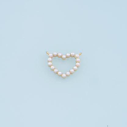 18K Gold Filled Heart Pearl Charm Pendant for Jewelry Making