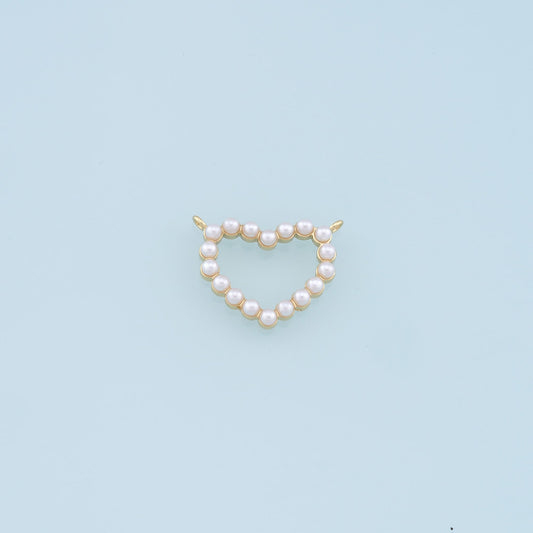 Gold Heart Pearl Charms,18K Gold Filled Heart Pendant,Heart Charm Bracelet Necklace for DIY Jewelry Making Supply