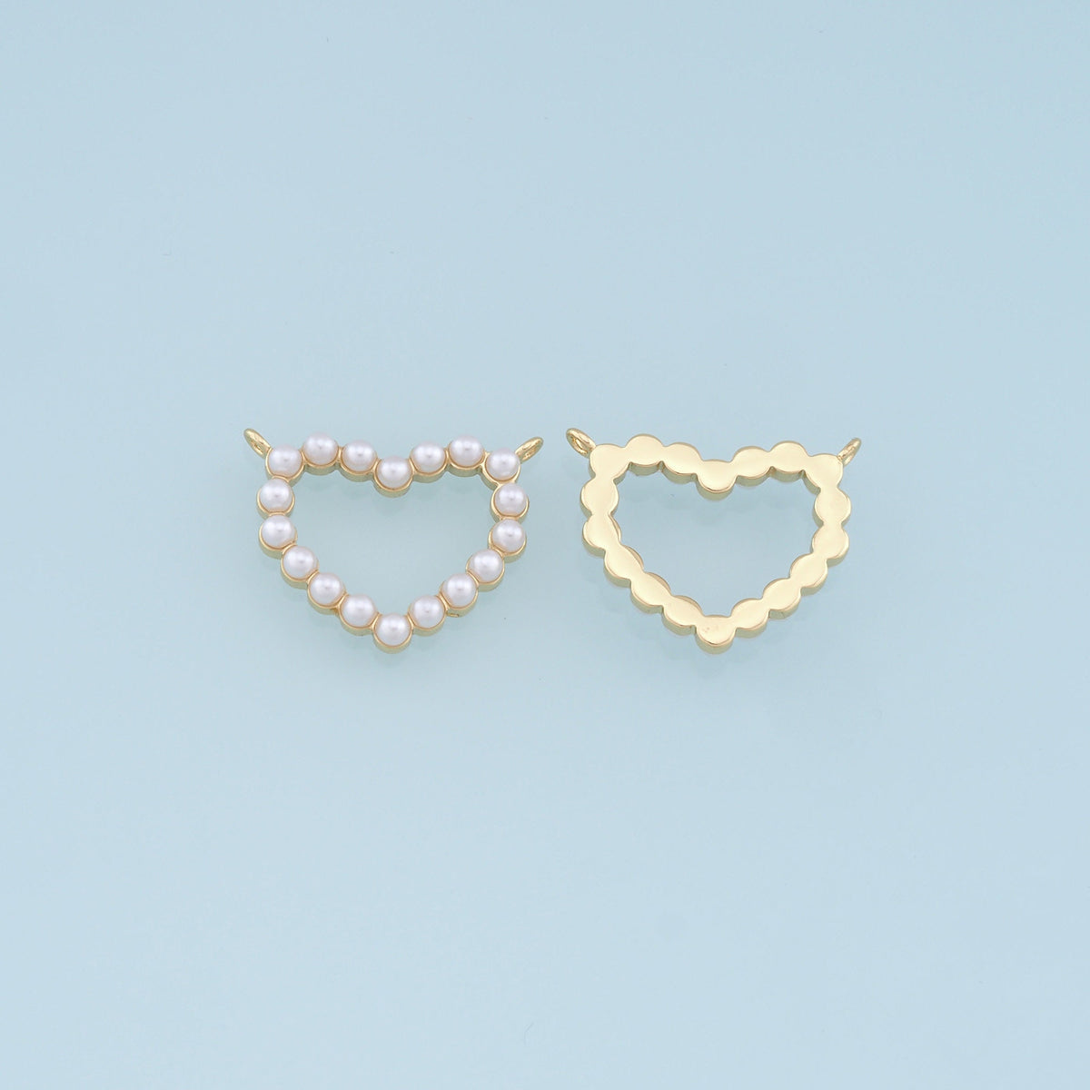 Gold Heart Pearl Charms,18K Gold Filled Heart Pendant,Heart Charm Bracelet Necklace for DIY Jewelry Making Supply