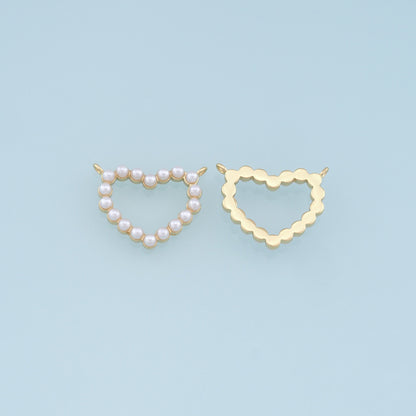 Gold Heart Pearl Charms,18K Gold Filled Heart Pendant,Heart Charm Bracelet Necklace for DIY Jewelry Making Supply