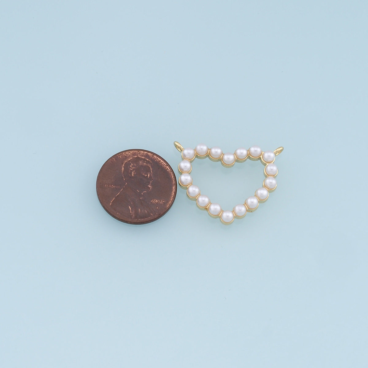 18K Gold Filled Heart Pearl Charm Pendant for Jewelry Making