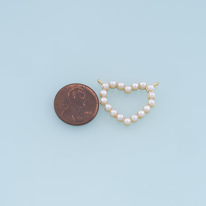 18K Gold Filled Heart Pearl Charm Pendant for Jewelry Making