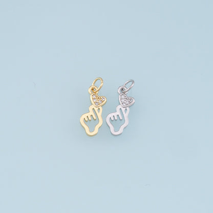 Gold Love Charms,18K Gold Filled Heart Pendant,Love Charm Bracelet Necklace for DIY Jewelry Making Supply