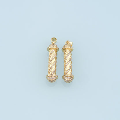 Gold Barber Charms,18K Gold Filled Barber Pendant,CZ Micro Pave Barber Charm Bracelet Necklace for DIY Jewelry Making Supply