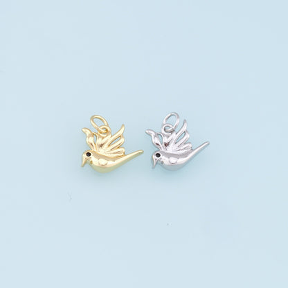 Gold Bird Charms,18K Gold Filled Bird Pendant,Bird Charm Bracelet Necklace for DIY Jewelry Making Supply