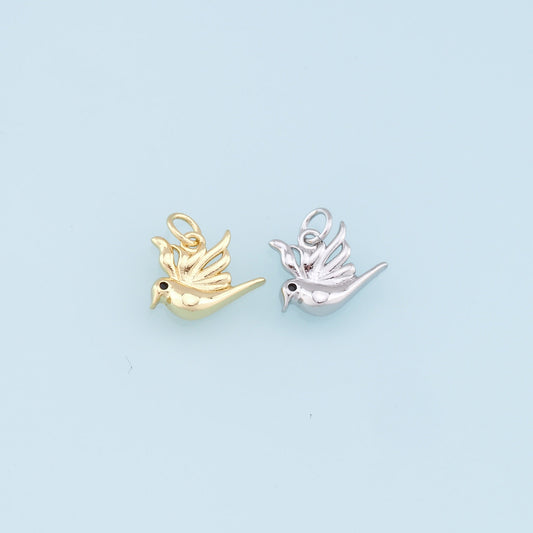 Gold Bird Charms,18K Gold Filled Bird Pendant,Bird Charm Bracelet Necklace for DIY Jewelry Making Supply