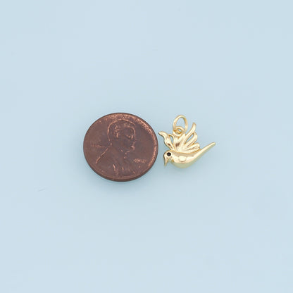 Gold Bird Charms,18K Gold Filled Bird Pendant,Bird Charm Bracelet Necklace for DIY Jewelry Making Supply