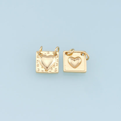 Gold Heart Charms,18K Gold Filled Heart Pendant,Heart Charm Bracelet Necklace for DIY Jewelry Making Supply