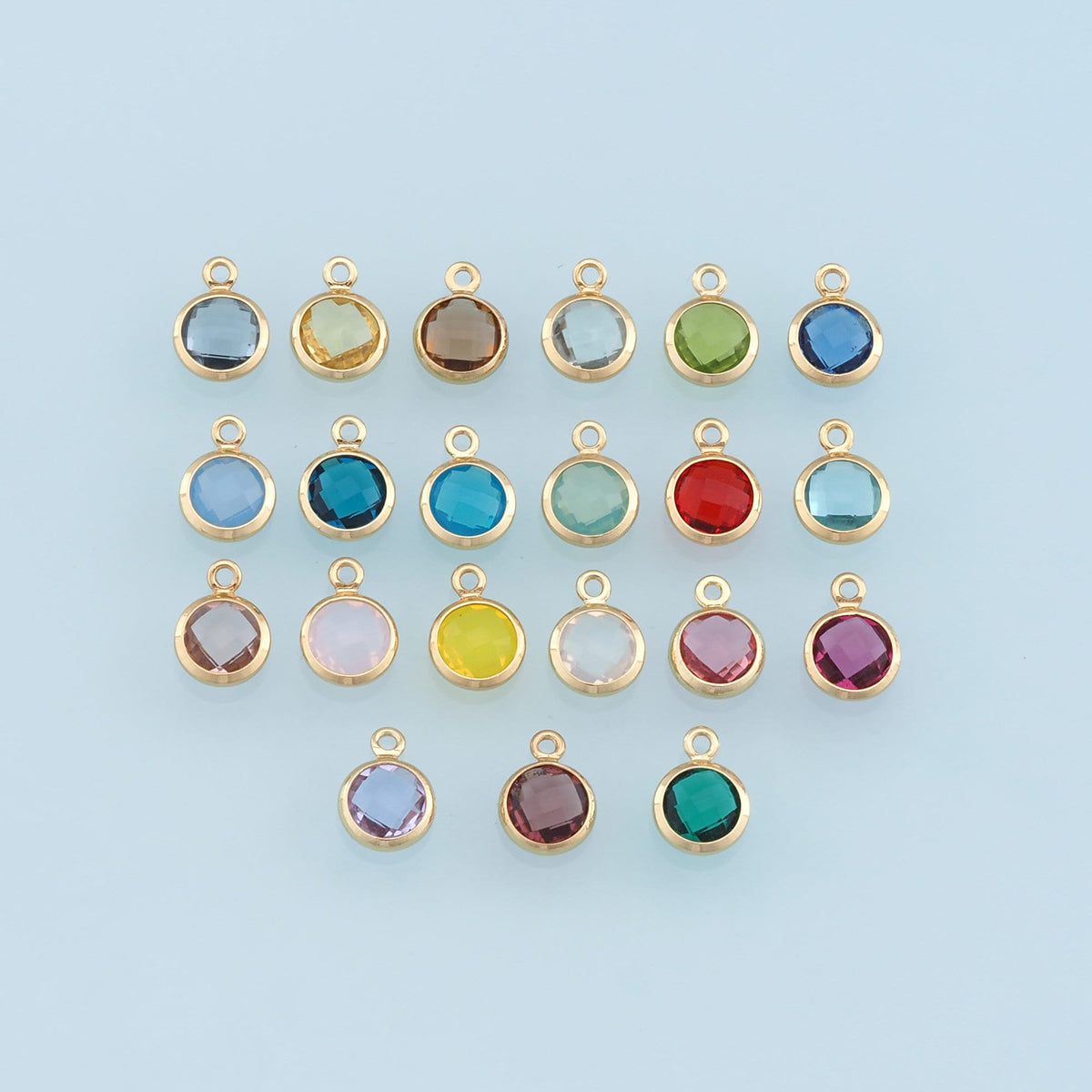 18K Gold Filled Crystal Round Charm Pendant for Jewelry Making