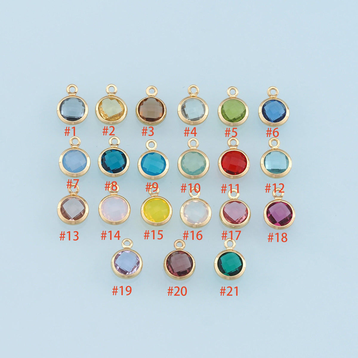 18K Gold Filled Crystal Round Charm Pendant for Jewelry Making