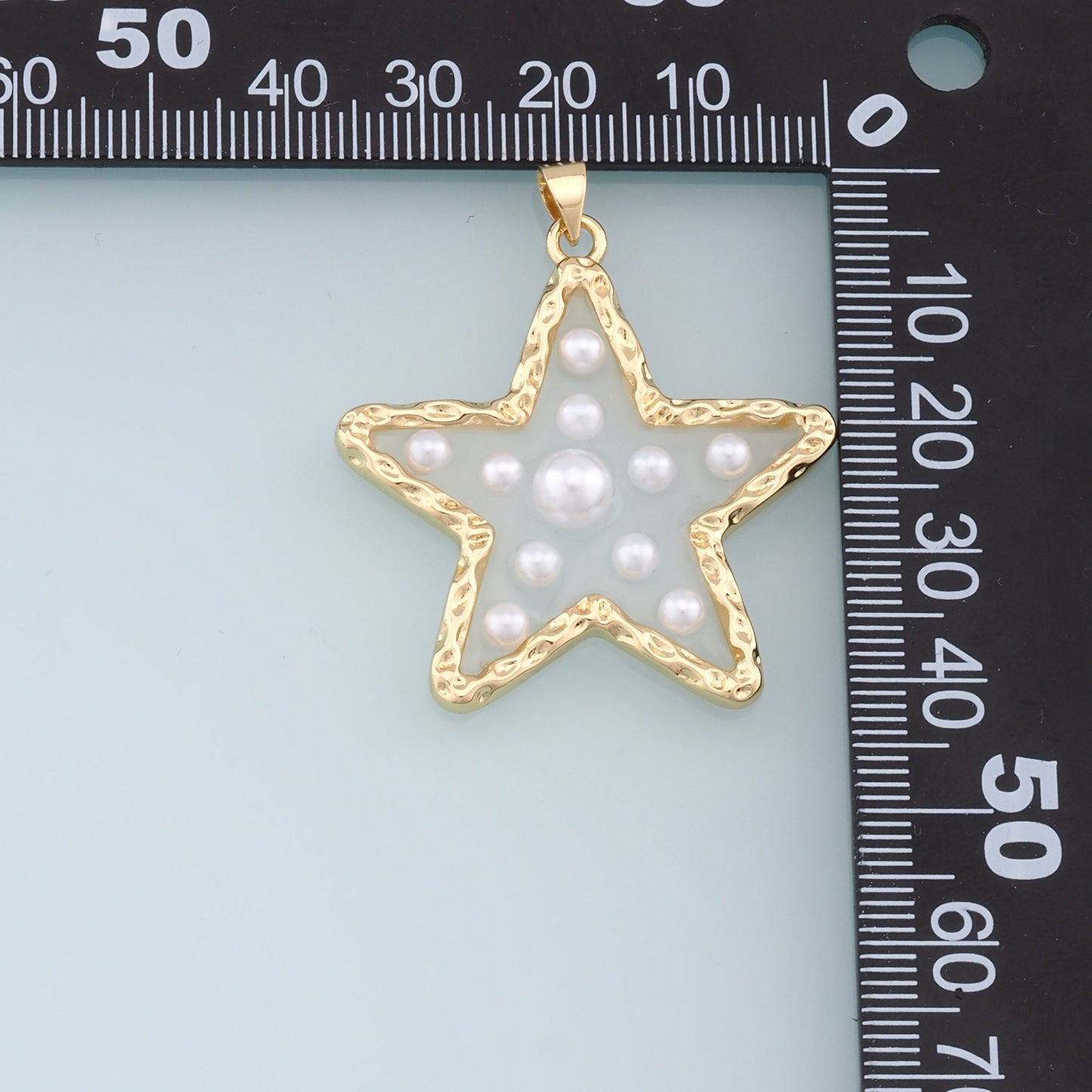 Gold Pearl Star Charms,18K Gold Filled Clear Enamel Star Pendant,Star Charm Bracelet Necklace for DIY Jewelry Making Supply