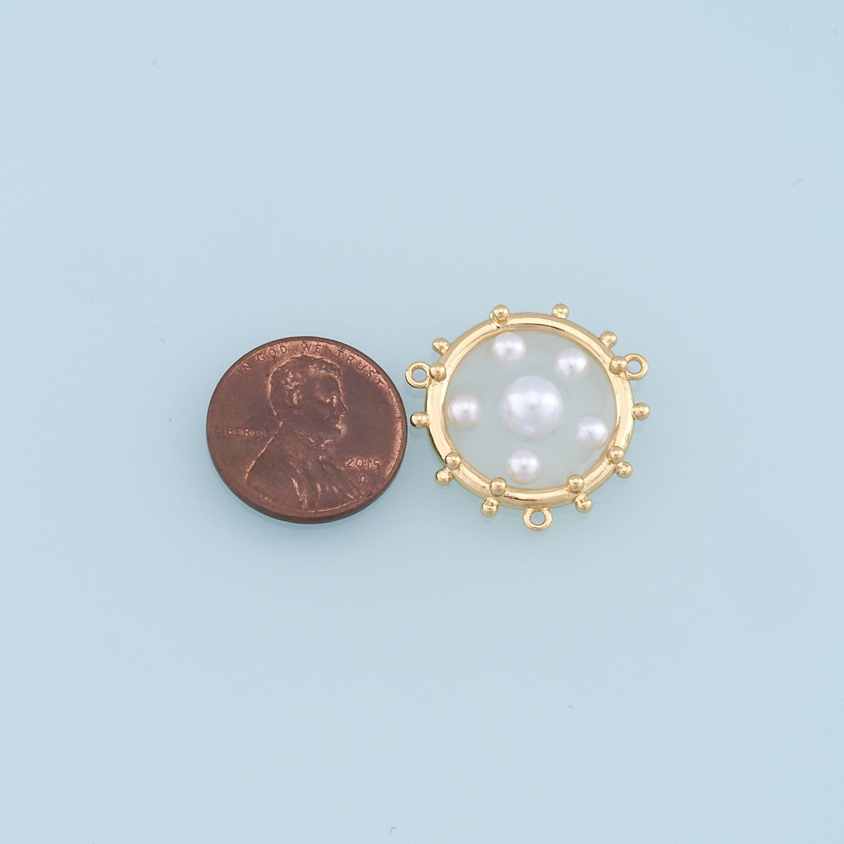 18K Gold Filled Pearl Round Connector for Jewelry Making
