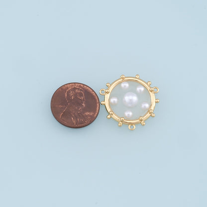 18K Gold Filled Pearl Round Connector for Jewelry Making