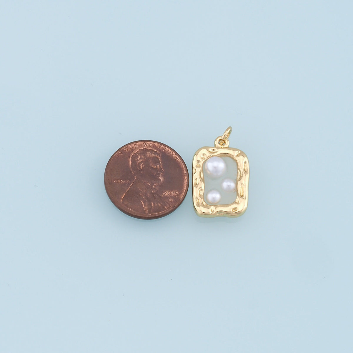 18K Gold Filled Pearl Square Charm Pendant for Jewelry Making