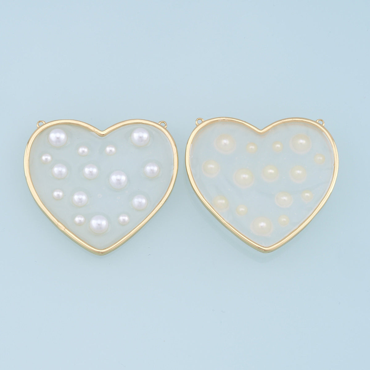 18K Gold Filled Pearl Heart Connector for Jewelry Making