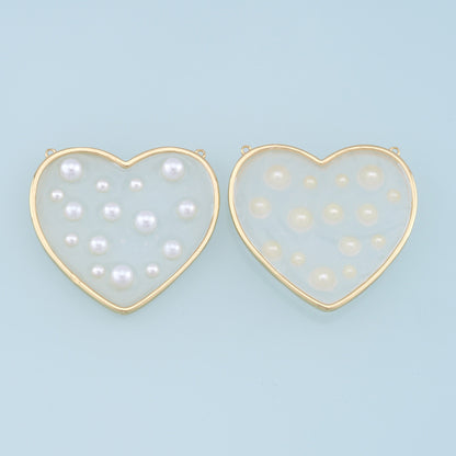18K Gold Filled Pearl Heart Connector for Jewelry Making