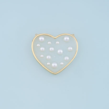 Gold Heart Pearl Connector Charms,18K Gold Filled Clear Enamel Heart Pendant,Heart Charm Bracelet Necklace for DIY Jewelry Making Supply