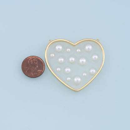 18K Gold Filled Pearl Heart Connector for Jewelry Making