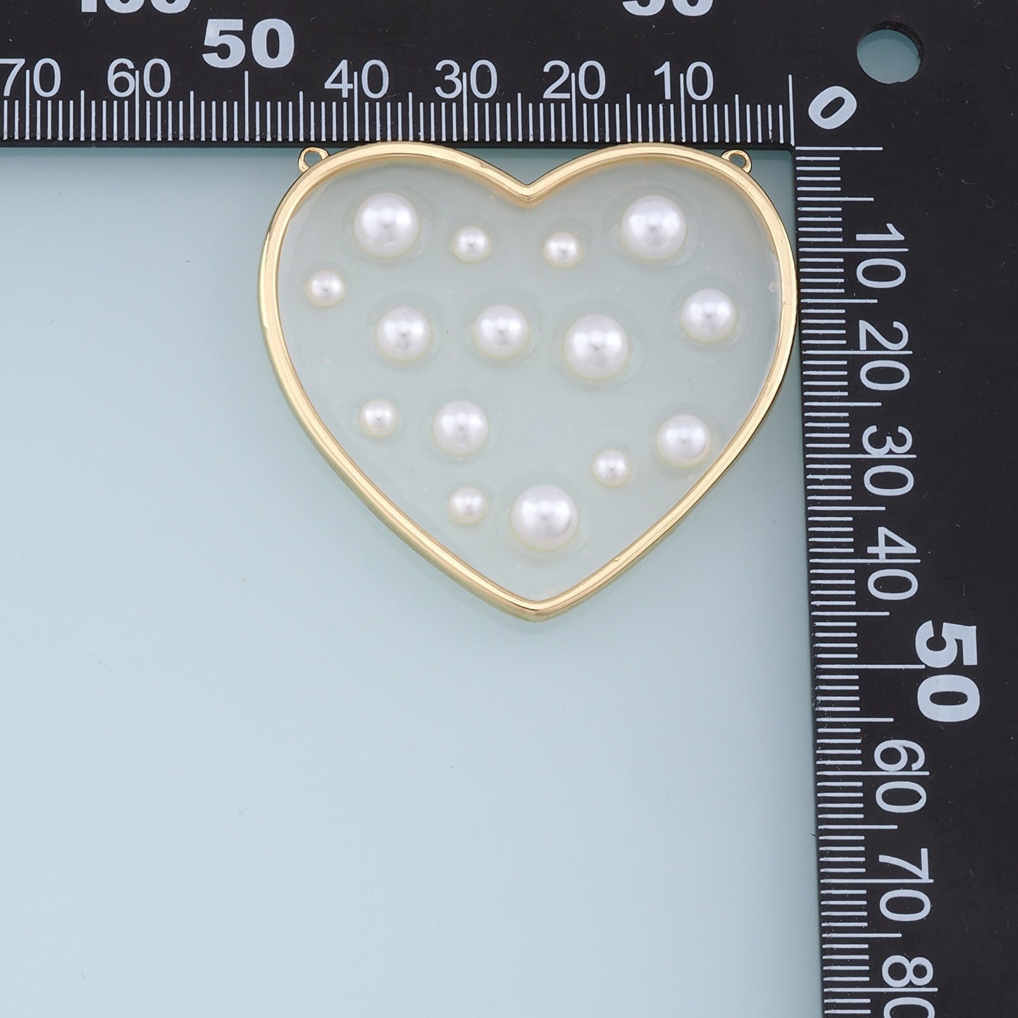 Gold Heart Pearl Connector Charms,18K Gold Filled Clear Enamel Heart Pendant,Heart Charm Bracelet Necklace for DIY Jewelry Making Supply