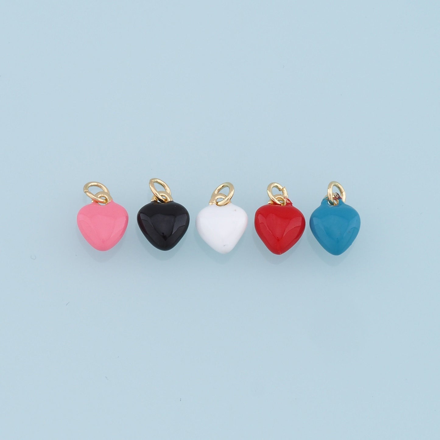18K Gold Filled Heart Pendant,Enamel Heart Charm Bracelet Necklace for DIY Jewelry Making Supply