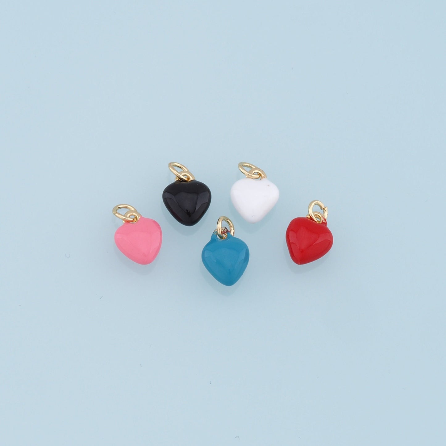 18K Gold Filled Heart Pendant,Enamel Heart Charm Bracelet Necklace for DIY Jewelry Making Supply