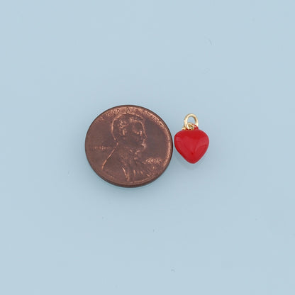 18K Gold Filled Heart Pendant,Enamel Heart Charm Bracelet Necklace for DIY Jewelry Making Supply