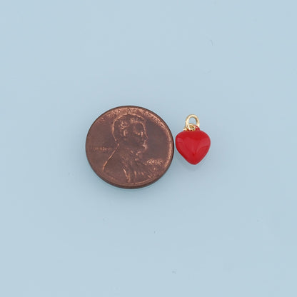 18K Gold Filled Heart Pendant,Enamel Heart Charm Bracelet Necklace for DIY Jewelry Making Supply