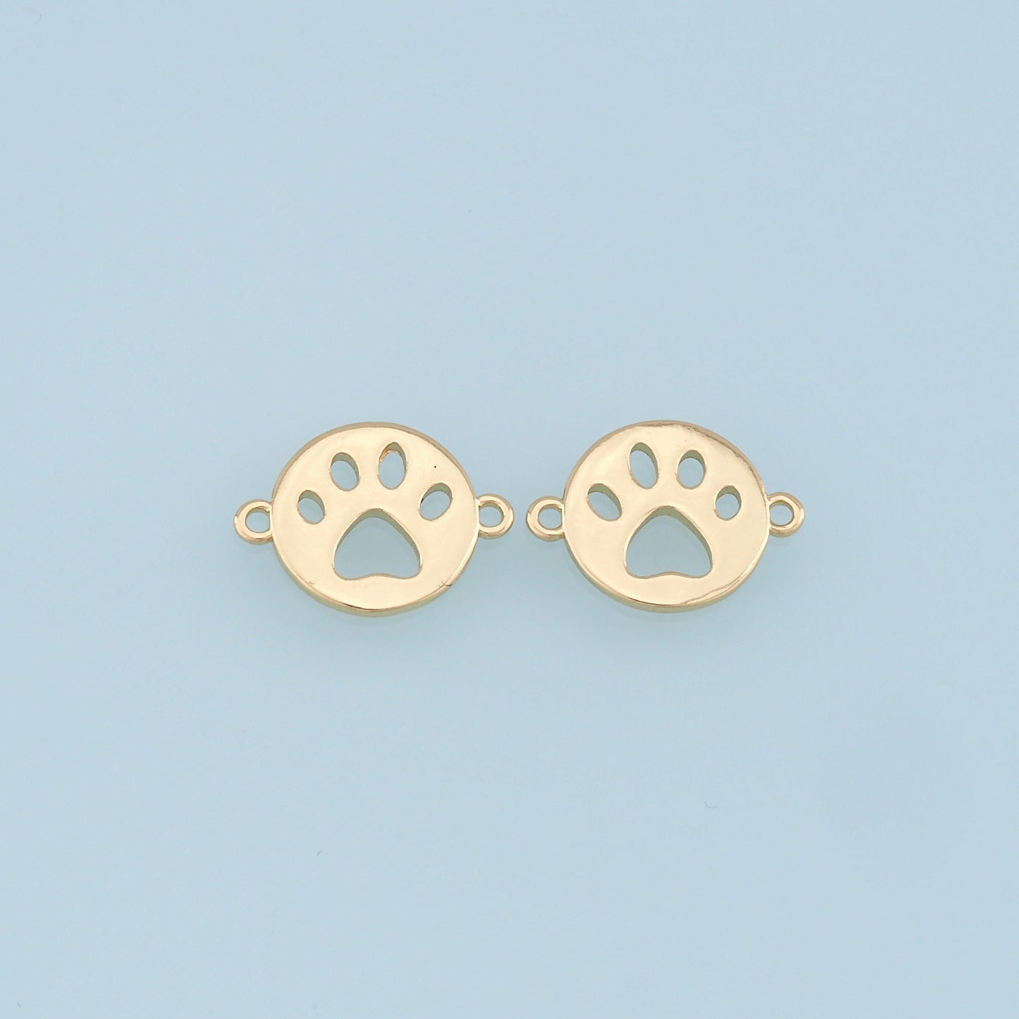 Gold Paw Connector Charms,18K Gold Filled Cat Paw Pendant,Dog Paw Charm Bracelet Necklace for DIY Jewelry Making Supply