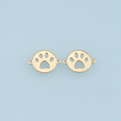 Gold Paw Connector Charms,18K Gold Filled Cat Paw Pendant,Dog Paw Charm Bracelet Necklace for DIY Jewelry Making Supply