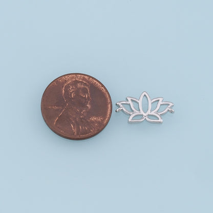 Gold Lotus Connector Charms,18K Gold Filled lotus Pendant,Silver lotus Charm Bracelet Necklace for DIY Jewelry Making Supply