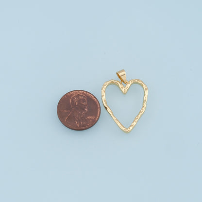 Gold Heart Hollow Charms,18K Gold Filled Heart Pendant,Heart Charm Bracelet Necklace for DIY Jewelry Making Supply