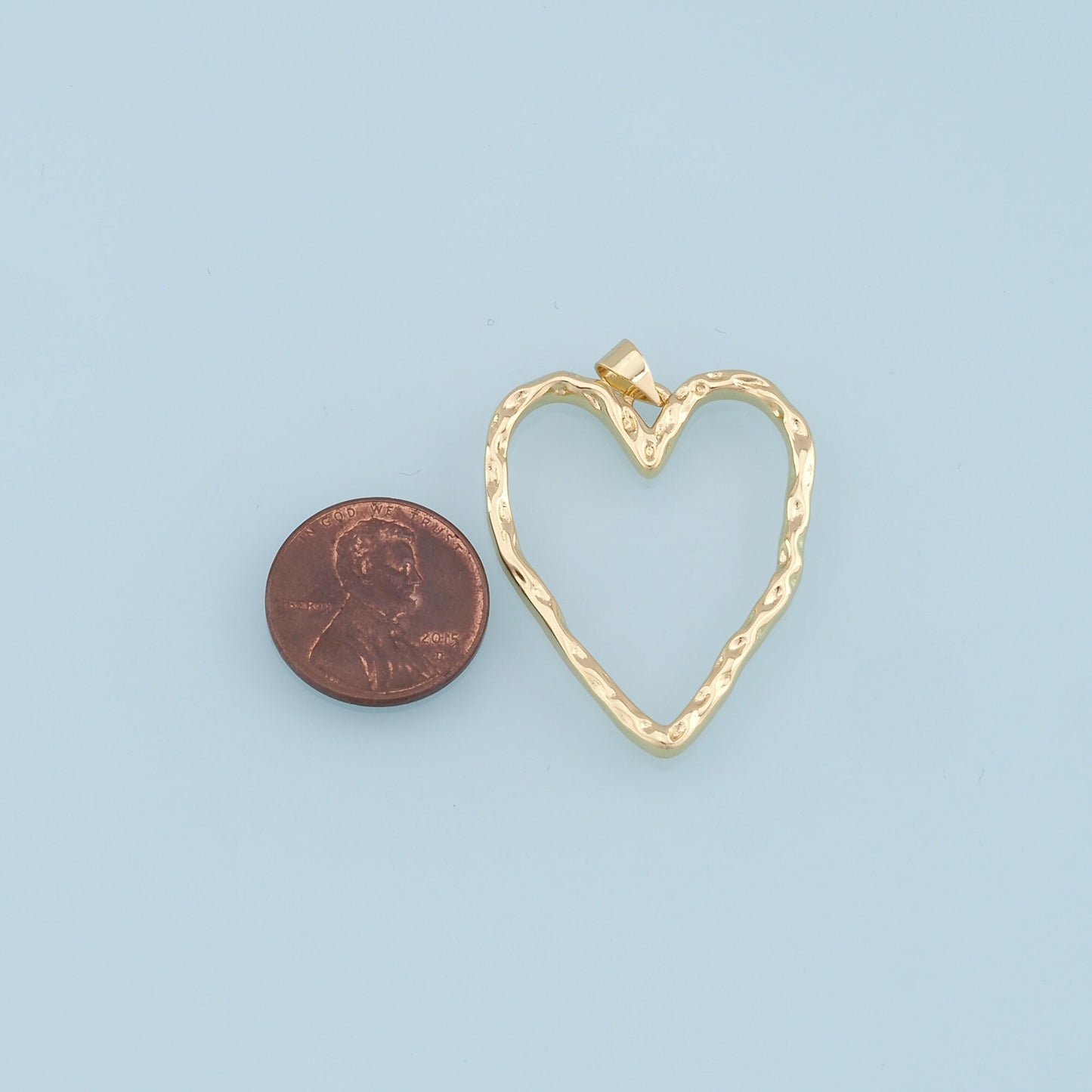 Gold Heart Hollow Charms,18K Gold Filled Heart Pendant,Heart Charm Bracelet Necklace for DIY Jewelry Making Supply