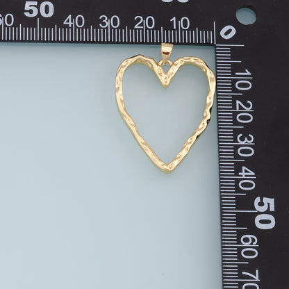 Gold Heart Hollow Charms,18K Gold Filled Heart Pendant,Heart Charm Bracelet Necklace for DIY Jewelry Making Supply