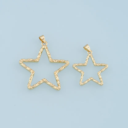 Gold Star Hollow Charms,18K Gold Filled Star Pendant,Star Charm Bracelet Necklace for DIY Jewelry Making Supply