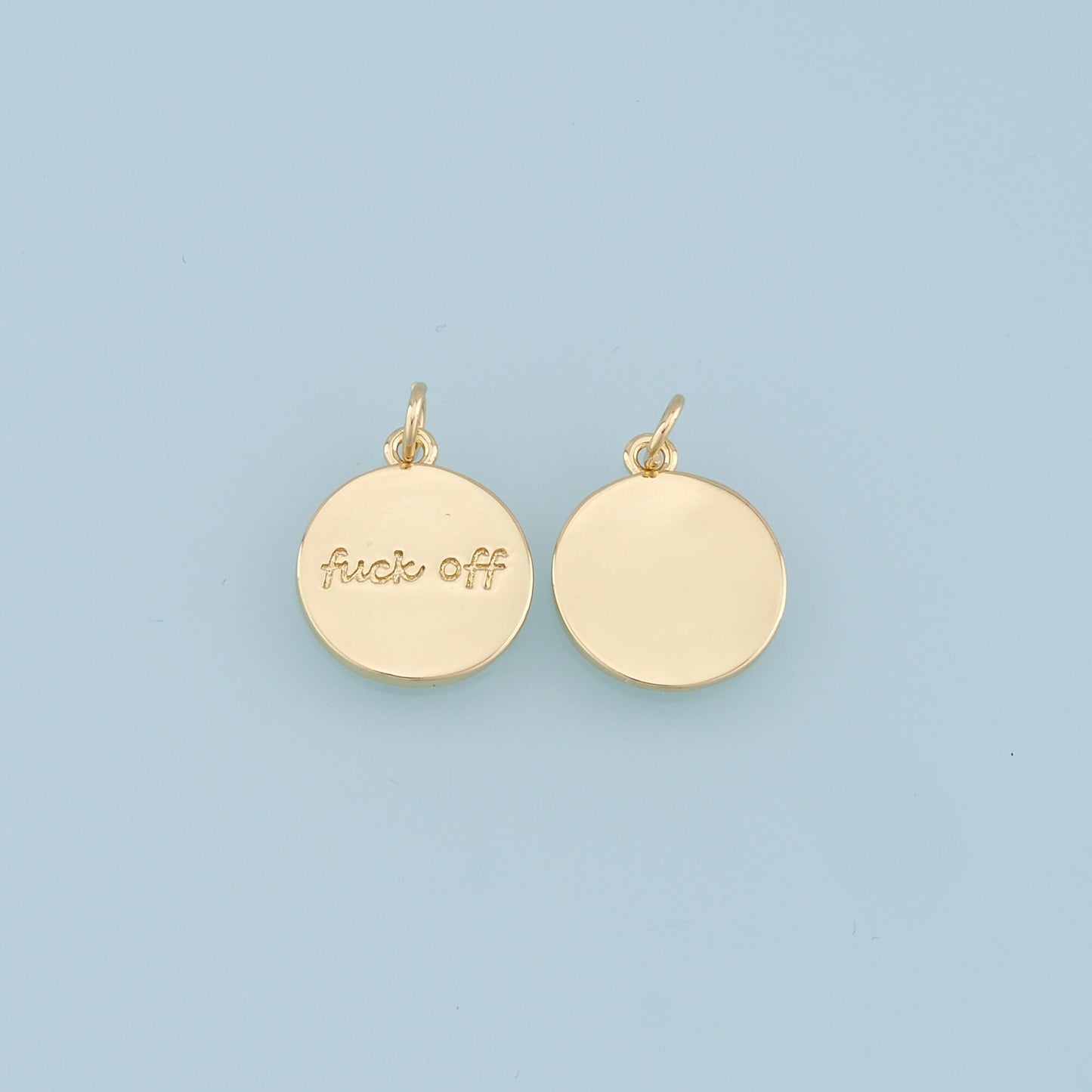 Gold letter Charms,18K Gold Fille Fuck off Pendant,Fuck off Charm Bracelet Necklace for DIY Jewelry Making Supply