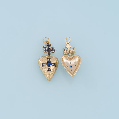 Gold Heart Cross Charms,18K Gold Filled Heart Pendant,Cross Charm Bracelet Necklace for DIY Jewelry Making Supply