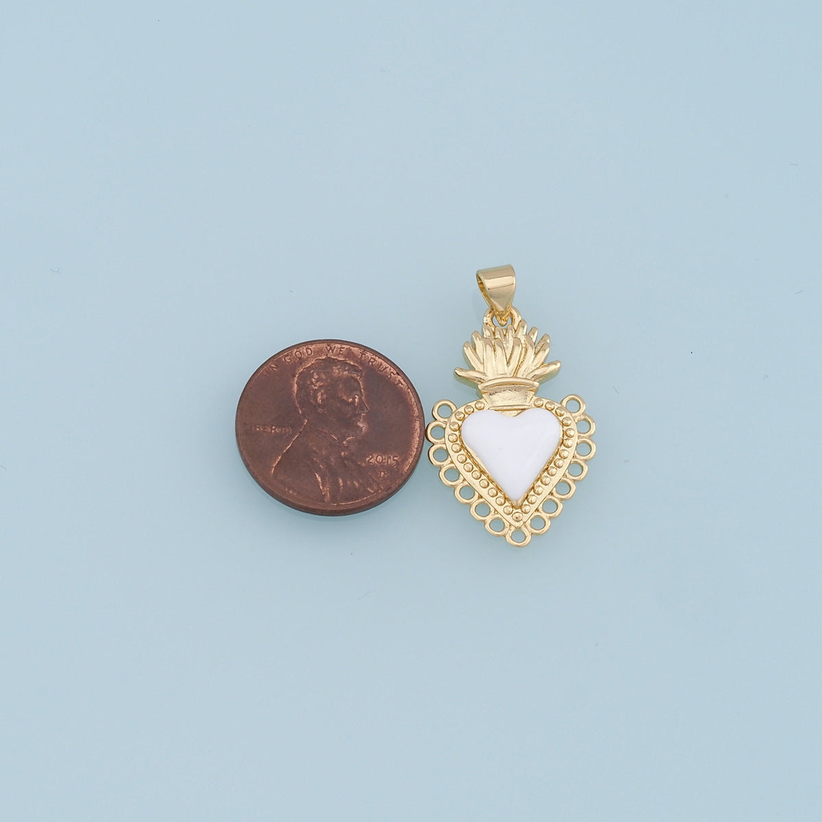 18K Gold Filled Enamel Heart Charm Pendant for Jewelry Making