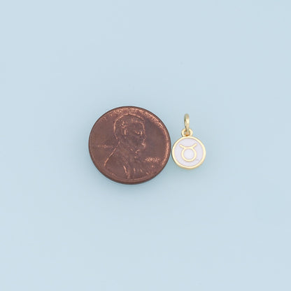 18K Gold Filled Enamel Zodiac Constellation Charms,Zodiac Symbol,White Horoscope Charm,Gold Astrological Zodiac Sign Minimalist Jewelry