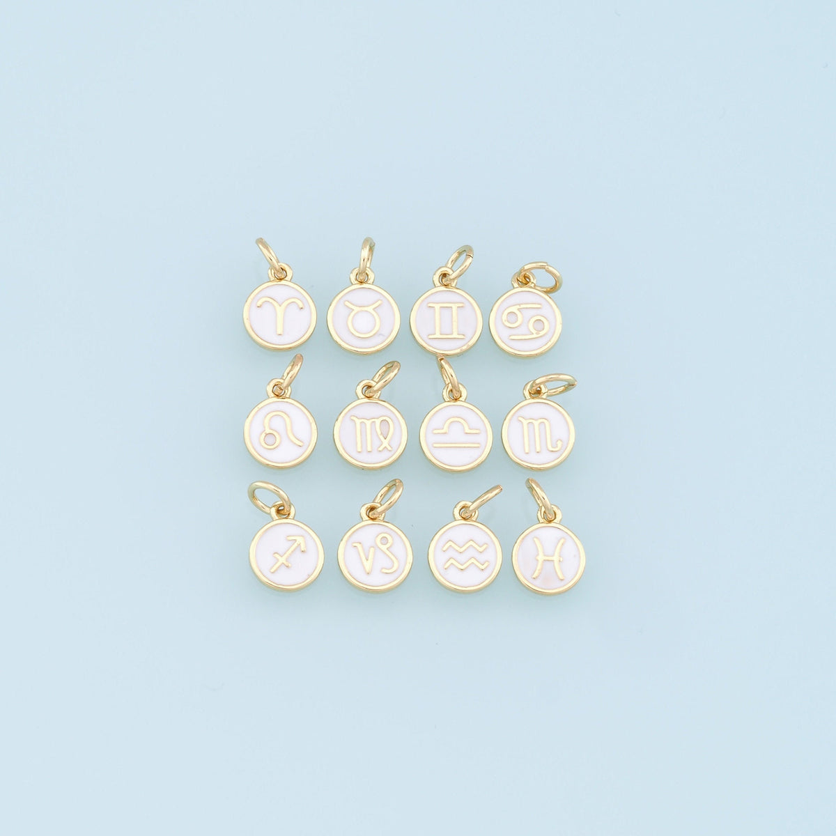 18K Gold Filled Enamel Zodiac Constellation Charms,Zodiac Symbol,White Horoscope Charm,Gold Astrological Zodiac Sign Minimali