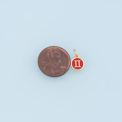 18K Gold Filled Enamel Zodiac Constellation Charms,Zodiac Symbol,Red Horoscope Charm,Gold Astrological Zodiac Sign Minimalist Jewelry