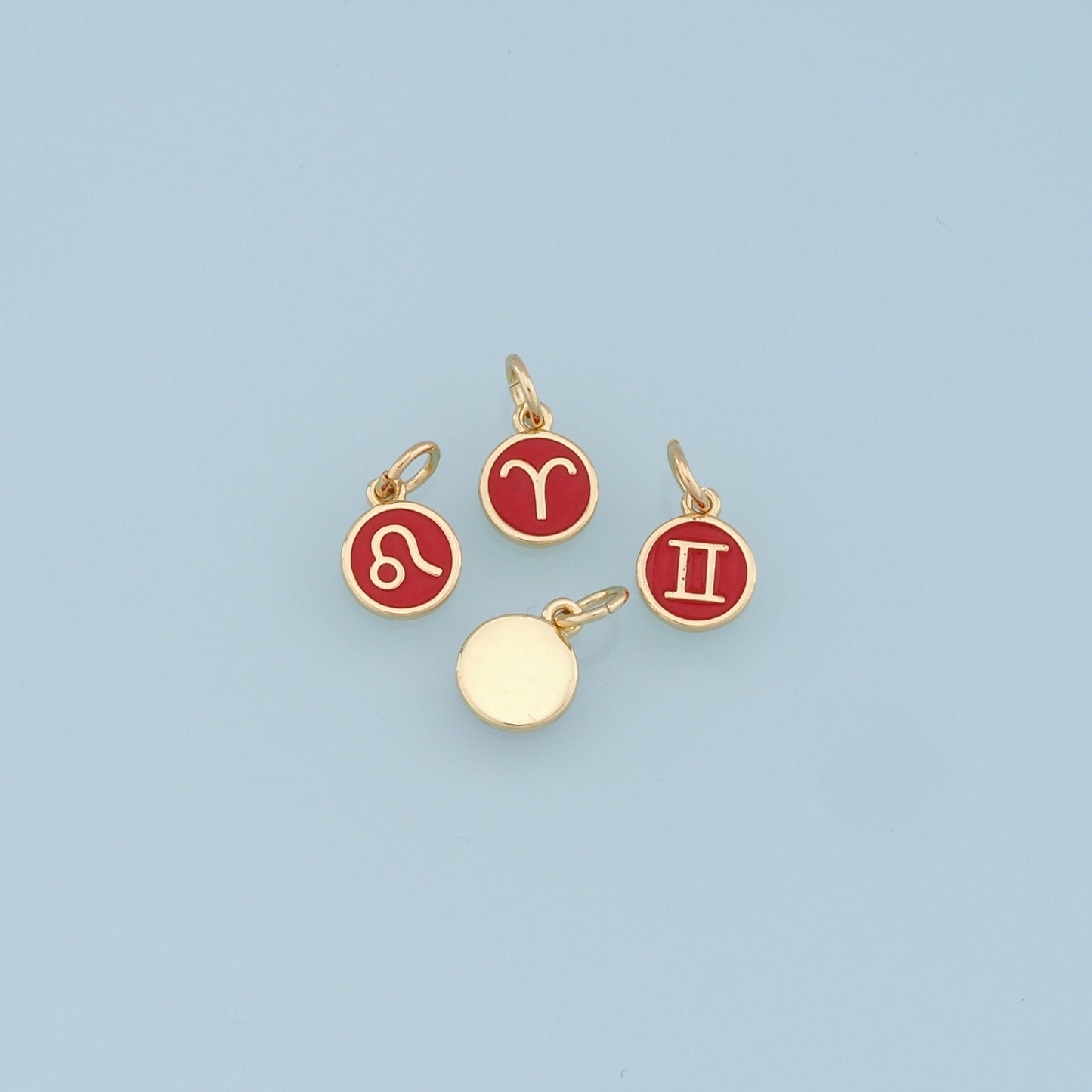 18K Gold Filled Enamel Zodiac Constellation Charms,Zodiac Symbol,Red Horoscope Charm,Gold Astrological Zodiac Sign Minimalist Jewelry