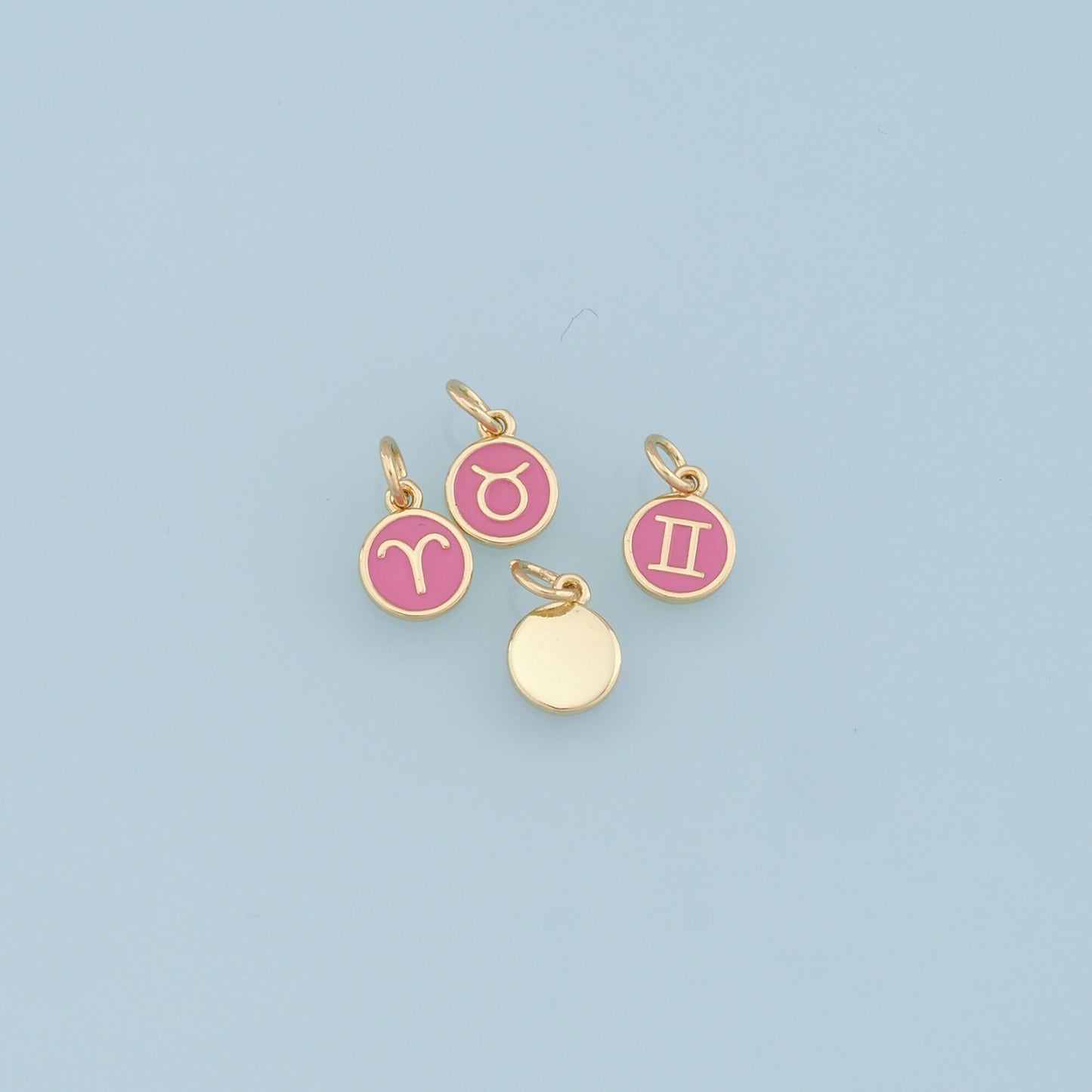 18K Gold Filled Enamel Zodiac Constellation Charms,Zodiac Symbol,Pink Horoscope Charm,Gold Astrological Zodiac Sign Minimalist Jewelry