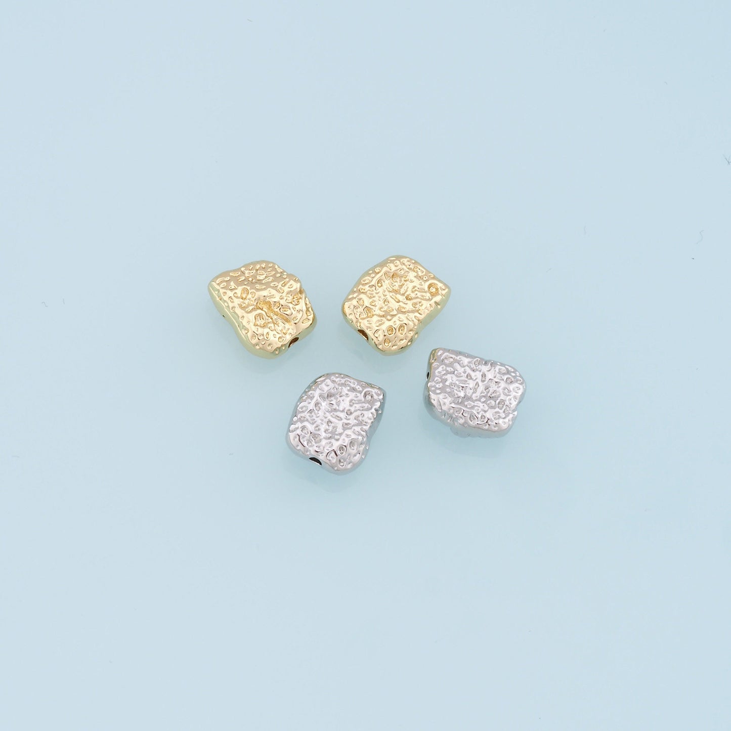 Gold Meteorite Beads Charms,18K Gold Filled Meteorite Bracelet Necklace for DIY Jewelry Making Supply hole 2mm