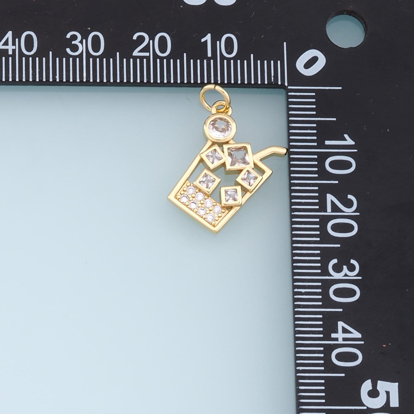 Gold drinks Charms,18K Gold Filled cup Pendant,CZ Micro Pave cup Charm Bracelet Necklace for DIY Jewelry Making Supply